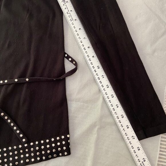 Danier Black Studded Cardigan With Belt Long Sleeve Open Front Womens XS - Picture 12 of 14